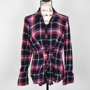 Womens Express Corset Fitted Flannel Shirt Size S